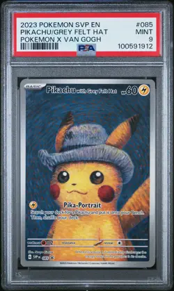 Pikachu With Grey Felt Hat 085 Pokemon X Van Gogh Pokemon PSA 9 2023 - Image 1