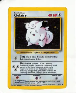 Pokemon TCG Clefairy 5/102 Base Set Unlimited Holo Rare VTG WOTC 1999 - Image 1