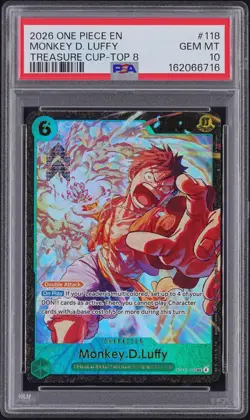 2026 ONE PIECE PROMOS TREASURE CUP-TOP 8 #118 MONKEY D. LUFFY PSA 10 - Image 1