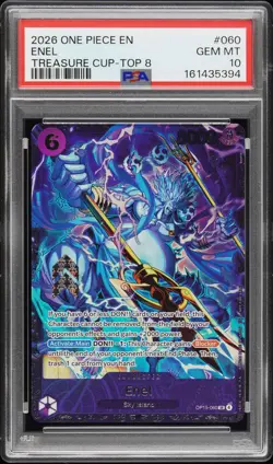 2026 One Piece May Treasure Cup Promos #060 Enel Top 8 Prize Card PSA 10 - Image 1