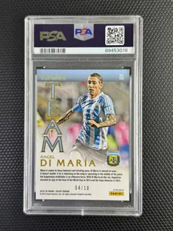 2015 Panini Select Ultimate Team Angel Di Maria GOLD /10 PSA 9 ARGENTINA - Image 2