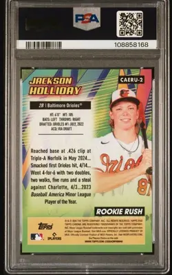 2024 Topps Chrome UPD Jackson Holliday All-etch Orange Refractor/25 PSA 10 RC - Image 2