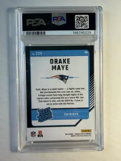 2024 Panini Donruss Optic - Rated Rookie Drake Maye #229 (RC) PSA 10 - Image 2