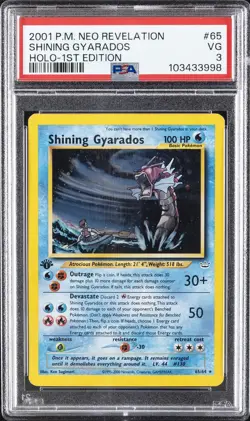 2001 POKEMON NEO REVELATION 1ST EDITION #65 SHINING GYARADOS-HOLO PSA 3 - Image 1