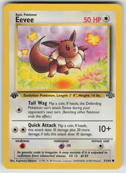 Eevee 51/64 Common Jungle Pokemon 1st Edition Near Mint - Image 1