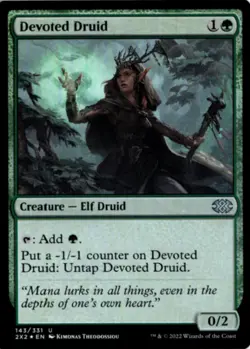 MTG 2X2 *Foil Devoted Druid 143 U NM Double Masters 2022 - Image 1