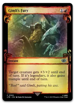 Gimli's Fury (Showcase Scrolls) #582 (Foil) (NM) Lord of the Rings LTR Magic MTG - Image 1