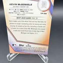 Topps 2025 Bowman's Best Kevin McGonigle TP-28 Detroit Tigers Serial /75 - Image 5