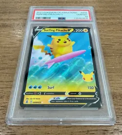 2021 Pokemon TCG Celebrations SURFING PIKACHU V Holo #008/025 PSA 10 English - Image 2