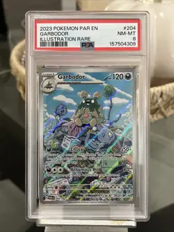 PSA 8 Garbodor 204/182 Illustration Rare Paradox Rift Pokemon NM-MT - Image 1