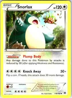 Snorlax 118/162 Uncommon BREAKthrough Pokemon Near Mint - Image 1