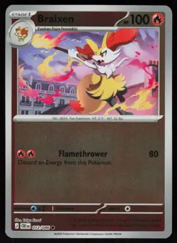 Braixen 012/086 Common Chaos Rising Pokemon Reverse Holo Near Mint - Image 1