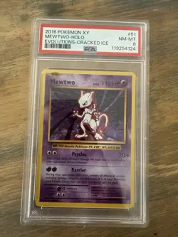 Pokemon Mewtwo 51/108 Cracked Ice Holo Psa 8 Evolutions - Image 1