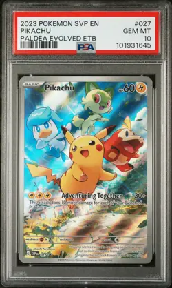 2023 POKEMON SVP EN-SV BLACK STAR PROMO #027 PIKACHU PSA 10 - Image 1