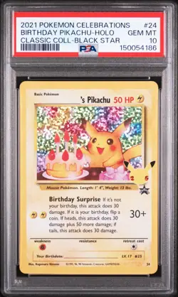 Pokemon TCG Birthday Pikachu 24/53 Celebrations Classic Collection Holo - PSA 10 - Image 1