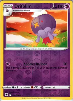Drifblim 064/189 Uncommon Astral Radiance Pokemon Reverse Holo Near Mint - Image 1