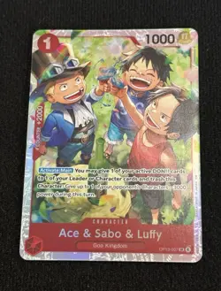 Bandai One Piece Ace & Sabo & Luffy OP13-007 SR Foil Carrying - Image 1