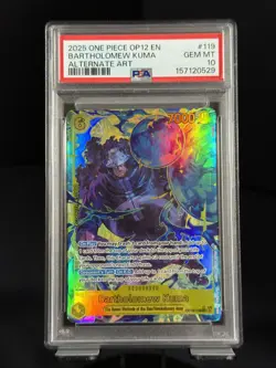 One Piece CCG Bartholomew Kuma OP12-119 SEC Alternate Art PSA 10 - English - Image 1