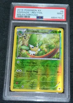 Reverse Holo Foil Simisage # 6/162 XY Breakthrough Set Pokemon Cards PSA 9 MINT - Image 1