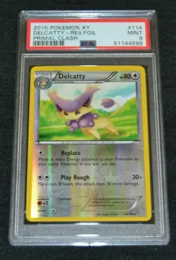 Reverse Holo Foil Delcatty # 114/160 Primal Clash XY Pokemon Cards PSA 9 MINT - Image 1