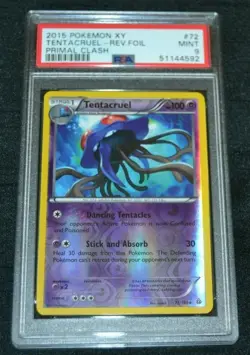 Reverse Holo Foil Tentacruel # 72/160 Primal Clash XY Pokemon Cards PSA 9 MINT - Image 1
