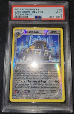 Reverse Holo Foil Bastiodon # 70/114 XY Steam Siege Set Pokemon Cards PSA 9 MINT - Image 1
