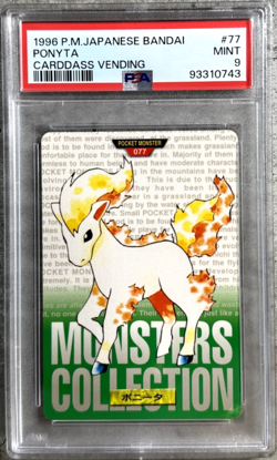 Pokemon Card JPN Ponyta PSA 9 Mint, Carddass Vending #77, Bandai 1996 - Image 1