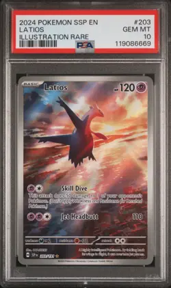 Pokemon TCG Surging Sparks Latios Card 203/191 Illustration Rare PSA 10 - Image 1