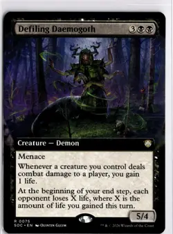 MTG SOC *Non-Foil Defiling Daemogoth (Extended Art) 75 R NM Commander: Secrets o - Image 1