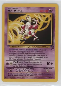 Mr Mime Pokemon Base Set 2 #27 2000 - Image 1