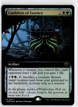 MTG SOS *Foil Cauldron of Essence (Extended Art) 347 NM R Secrets of Strixhaven - Image 1