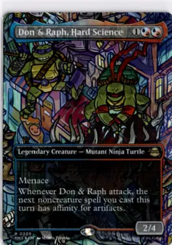 MTG TMT *Foil Don & Raph, Hard Science (Borderless) 205 R NM Ninja Turtles - Image 1
