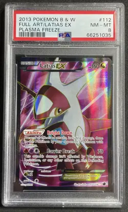 2013 Pokemon Latias EX Plasma Freeze Full Art Black & White #112 PSA 8 NM-MT - Image 1