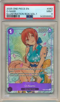 2025 One Piece Promo Illustration Box Vol.1 O-Nami #062 PSA 9 MINT - Image 1