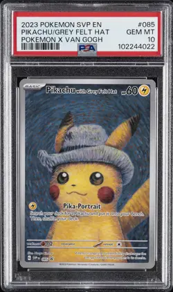 2023 POKEMON SVP EN-SV BLACK STAR PROMO #085 PIKACHU WITH GREY FELT HAT PSA 10 - Image 1