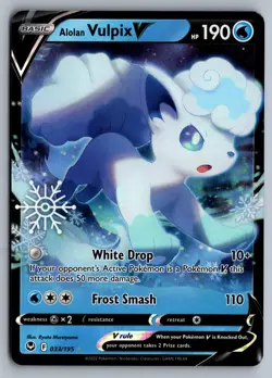 Alolan Vulpix V SWSH12: Silver Tempest SWSH12 033/195 Ultra Rare NM - Image 1