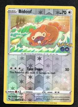 Bidoof (Peelable Ditto) Reverse Holo Common Pokemon GO 059/078 NM - Image 1
