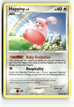 Happiny 76/127 Common Platinum Pokemon Moderately Played - Image 1