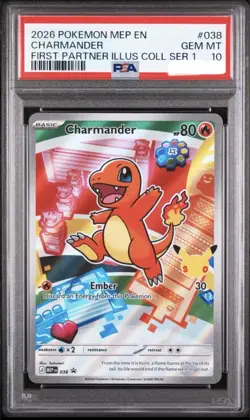 2026 POKEMON EN ME FIRST PARTNER ILLUSTRATION COLLECTION #038 CHARMANDER PSA 10 - Image 1