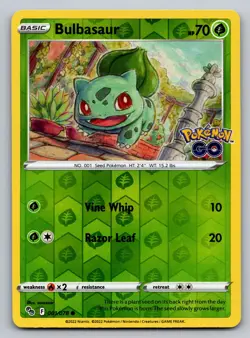 Bulbasaur Reverse Holo Common Pokemon GO 001/078 NM - Image 1