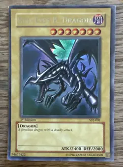 Yugioh Red-Eyes Black Dragon SDJ-001 1st Edition Ultra Rare HP - Image 1