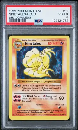 Pokemon 1999 Shadowless Holo Ninetales #12 PSA 4 - Image 1