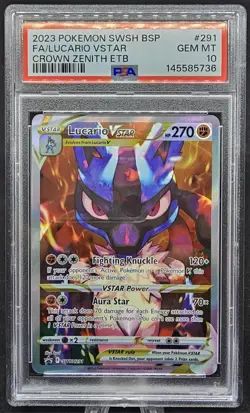 2023 POKEMON SWSH BLACK STAR PROMO #291 LUCARIO PSA 10 - Image 1