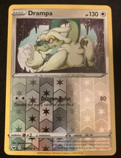 POKEMON : SWORD & SHIELD BASE - REVERSE HOLO RARE - DRAMPA - 149/202 - NEAR MINT - Image 1