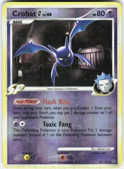Crobat G 47/127 Uncommon Platinum Pokemon Reverse Holo Moderately Played - Image 1