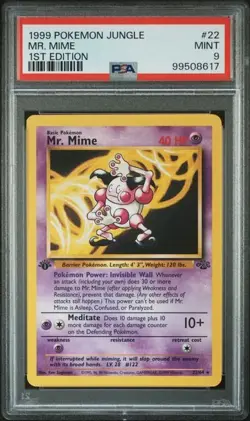 1999 POKEMON JUNGLE #22 MR. MIME 1ST EDITION PSA 9 - Image 1
