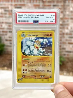 2003 Pokemon TCG Skyridge Machamp Pokemon Reverse Foil Reverse Holo 16/144 PSA 8 - Image 1