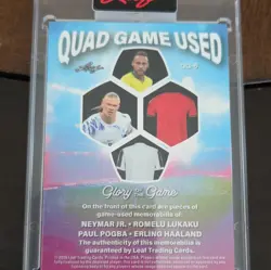 Leaf 2026 Glory of the Game QG-6 Quad Game Used Memorabilia Neymar Haaland - Image 2