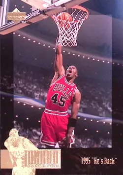1995-96 Upper Deck The Jordan Collection 3x5 #JC15 1995 "He's Back NBA Card - Image 1