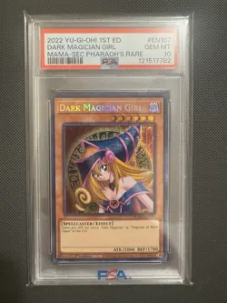 2022 Yu-Gi-Oh! TCG Dark Magician Girl MAMA-EN107 Pharaoh’s Rare PSA 10 - Image 1